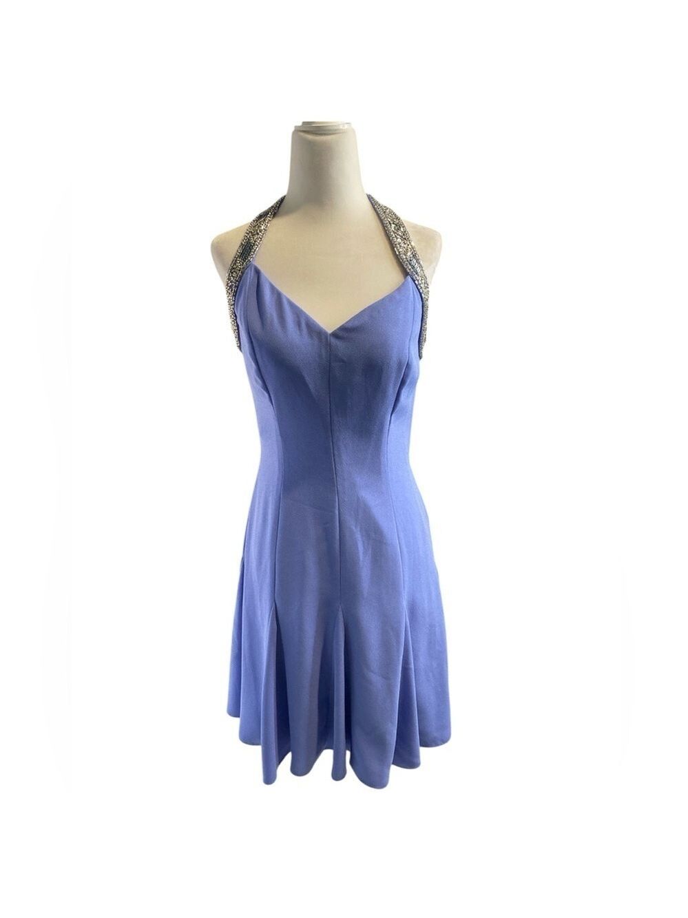 Elegant periwinkle Halter mini Dress